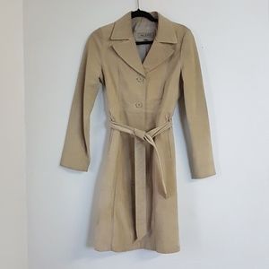 Vintage Women's Aldo Leather Trench Jacket Beige